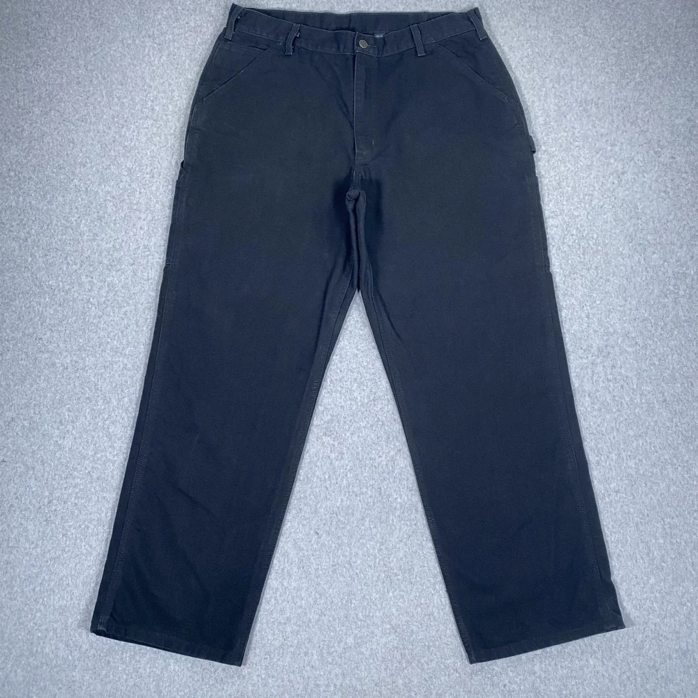 Carhartt Carpenter Pants Mens 38x32 Black Loose Fit Canvas Work B11-BLK
